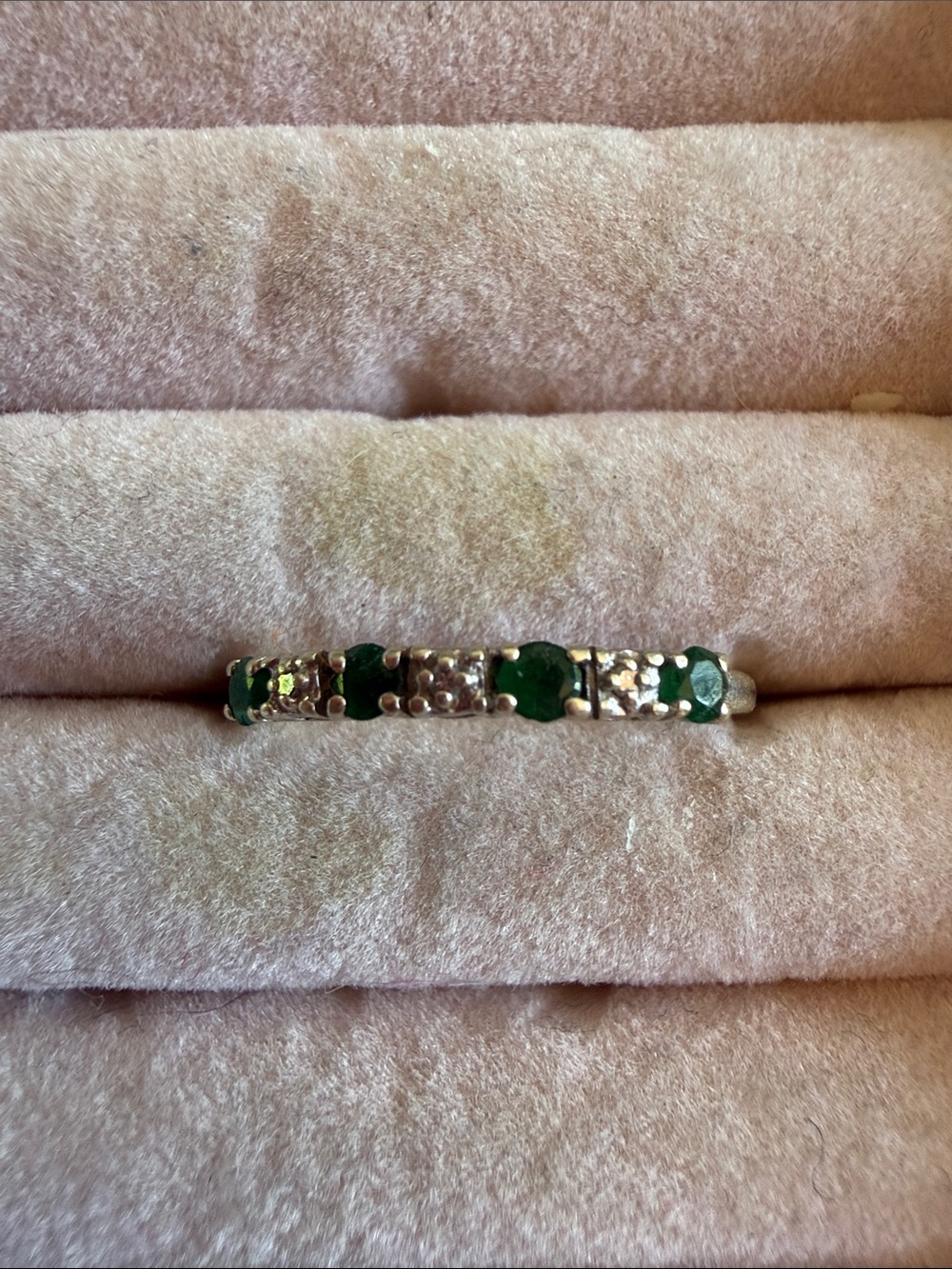Emeralds In 10k White Gold Thin Band
